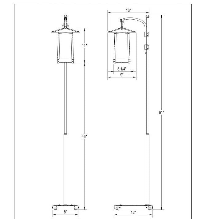 Cobblestone Japanese Maple Hook Arm Floor Lamp