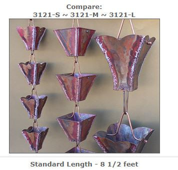 Medium Square Cups Copper Rain Chain