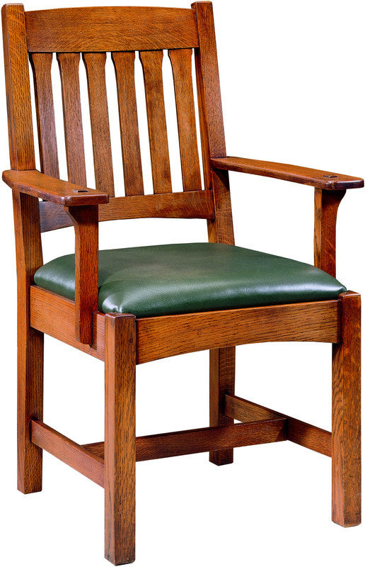 Wooden chair with green cushion on a white background