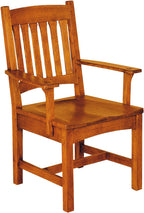 Wooden chair with slatted backrest on a white background