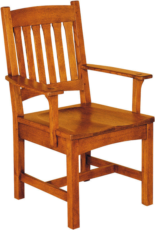 Wooden chair with slatted backrest on a white background