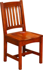 Wooden chair with slatted back on a white background