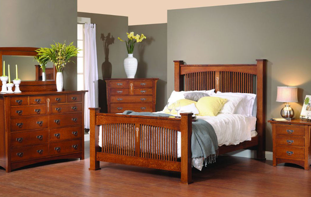 Craftsman Spindle Bed with Inlay
