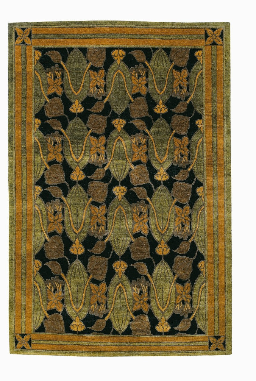 Craftsman Tulips Black Rug