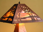 Landscape Table Lamp - Bas Relief Shade and Base By James Mattson