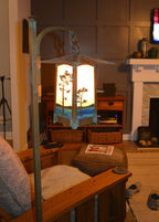 Cobblestone Monterey Pine Hook Arm Floor Lamp