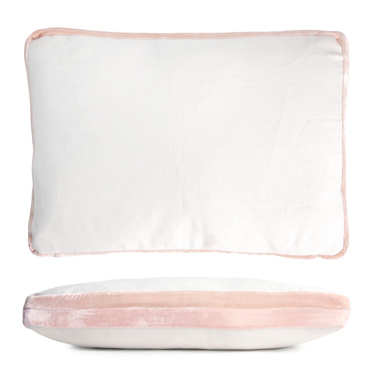 Blush Double Tuxedo Pillow with Velvet Stripes