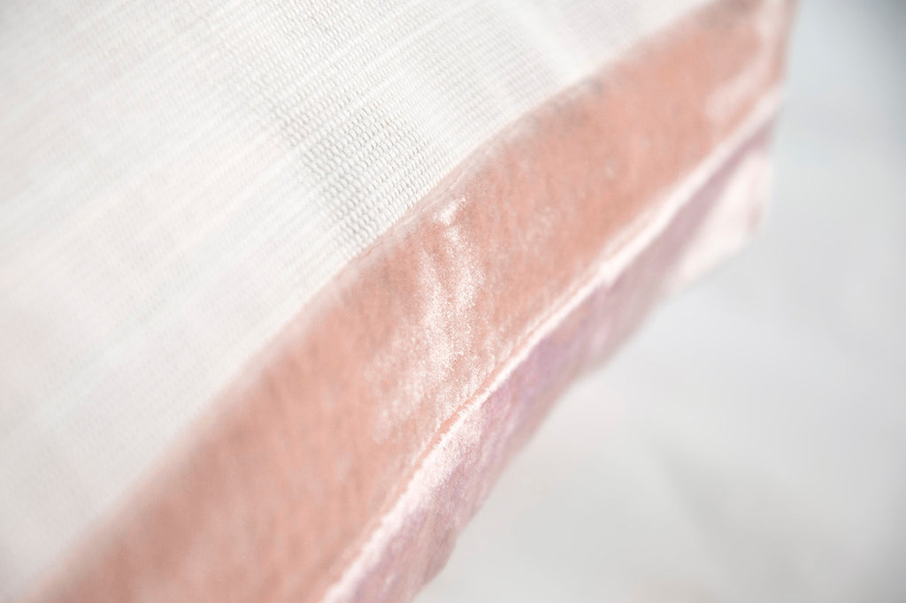 Blush Double Tuxedo Pillow with Velvet Stripes