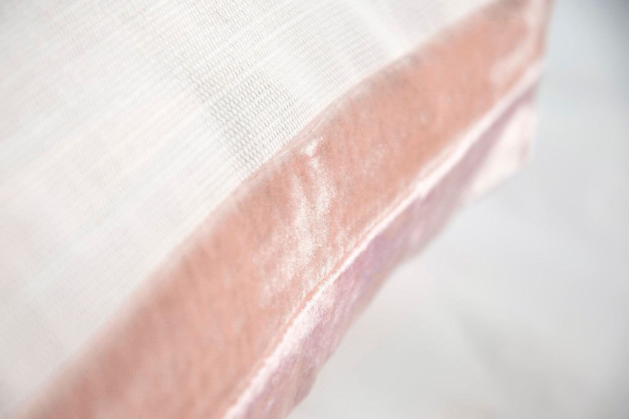 Blush Double Tuxedo Pillow with Velvet Stripes