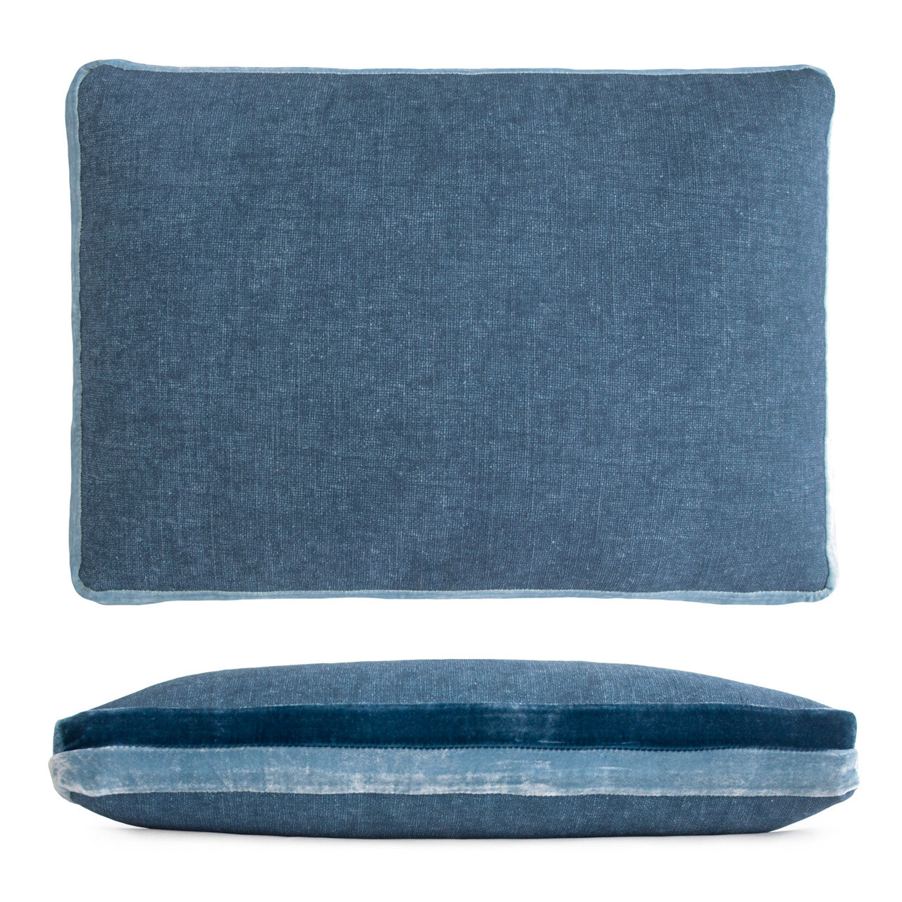 Denim Double Tuxedo Pillow with Velvet Stripes