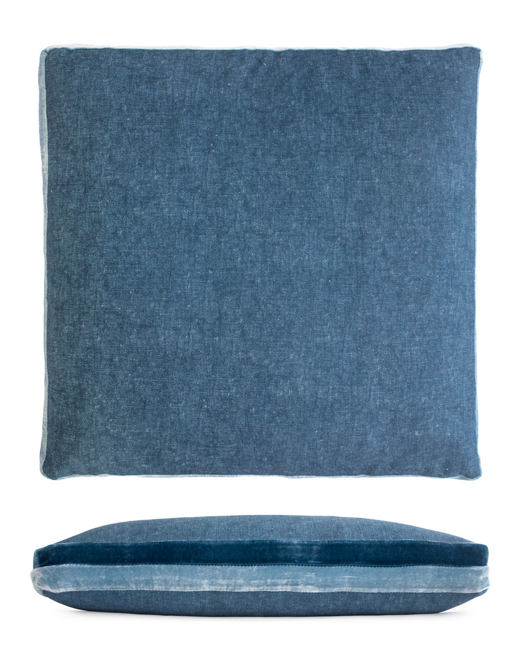 Denim Double Tuxedo Pillow with Velvet Stripes