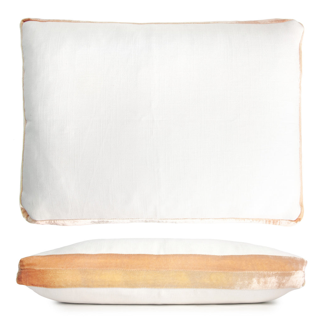 Gold Beige Double Tuxedo Pillow with Velvet Stripes