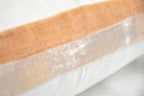 Gold Beige Double Tuxedo Pillow with Velvet Stripes