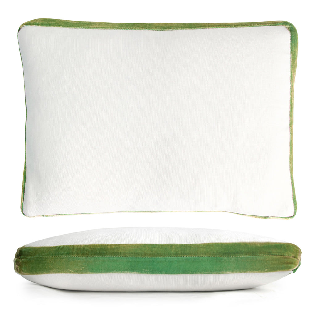 Grass Double Tuxedo Pillow with Velvet Stripes