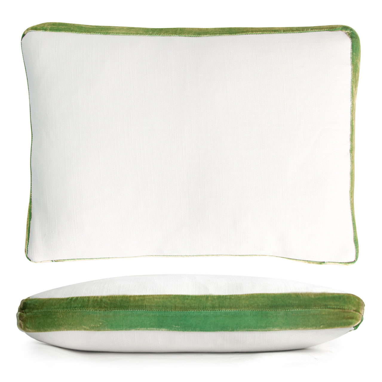 Grass Double Tuxedo Pillow with Velvet Stripes