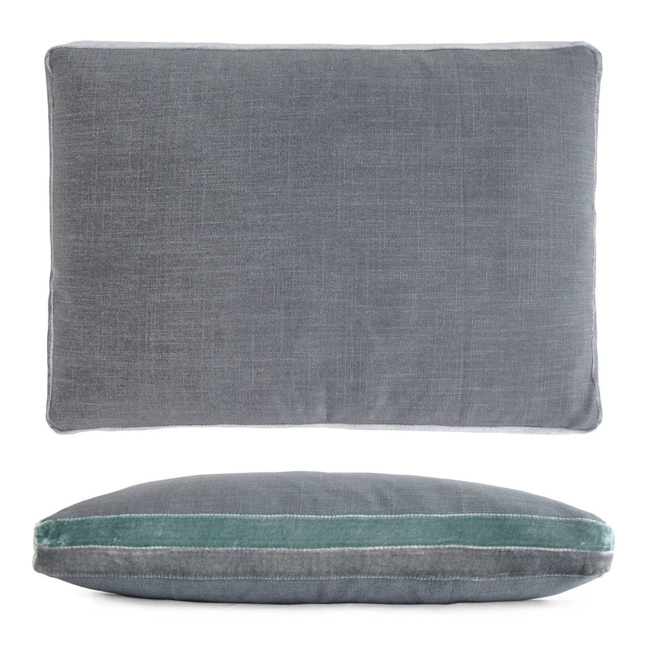 Jade Double Tuxedo Pillow with Velvet Stripes