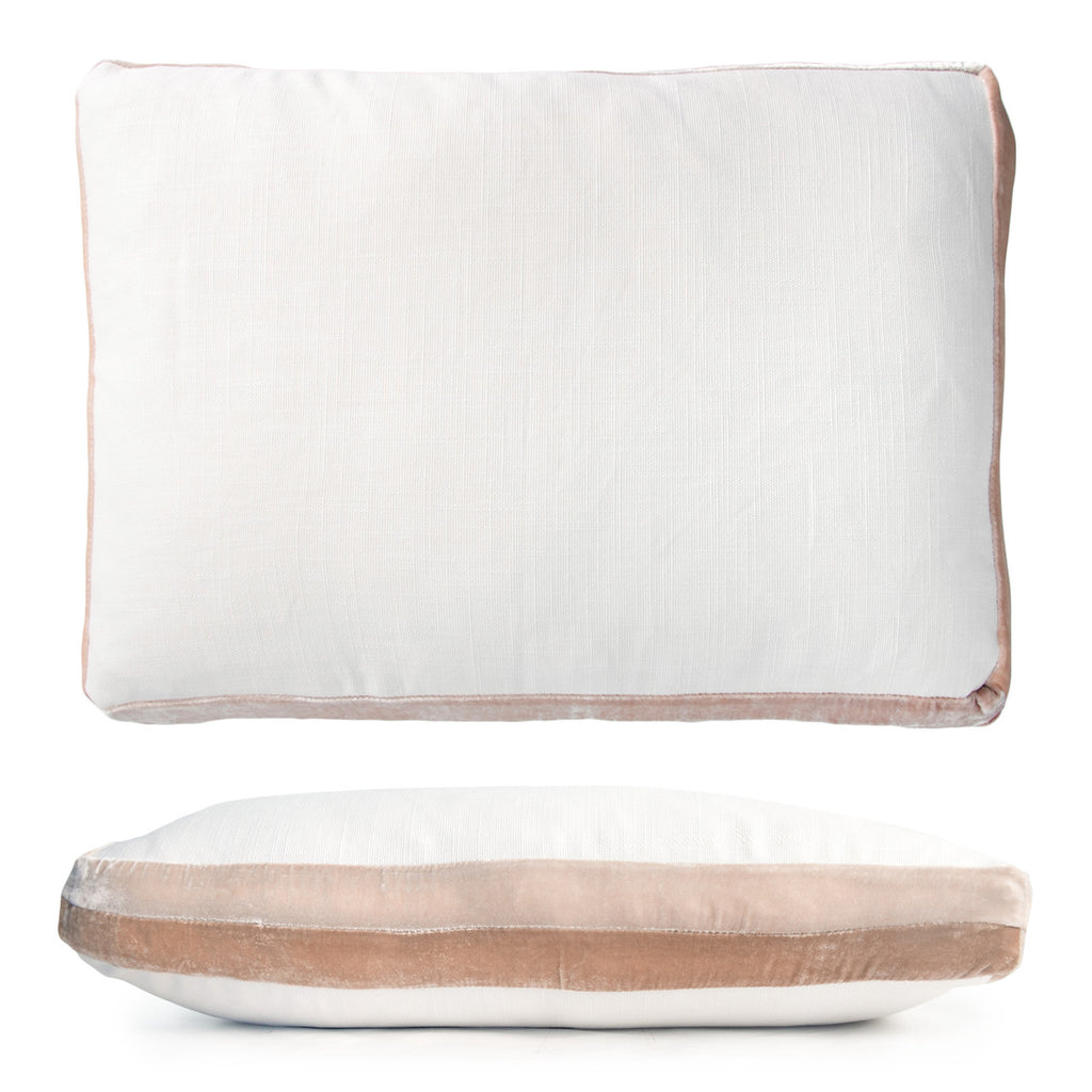 Latte Double Tuxedo Pillow with Velvet Stripes