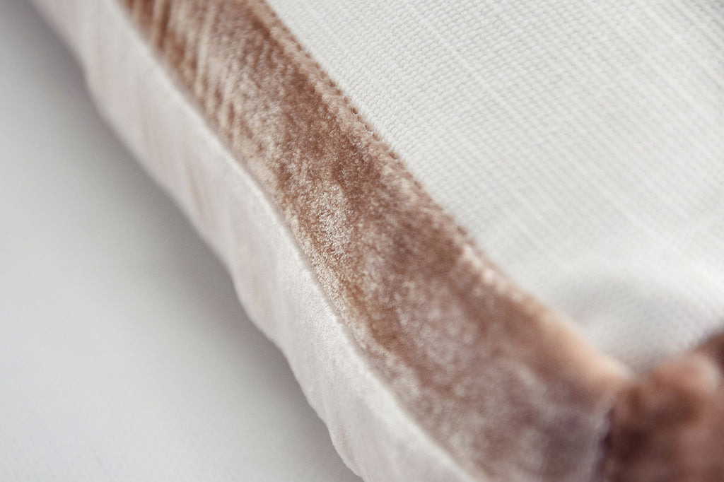 Latte Double Tuxedo Pillow with Velvet Stripes