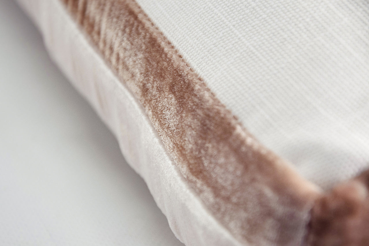 Latte Double Tuxedo Pillow with Velvet Stripes
