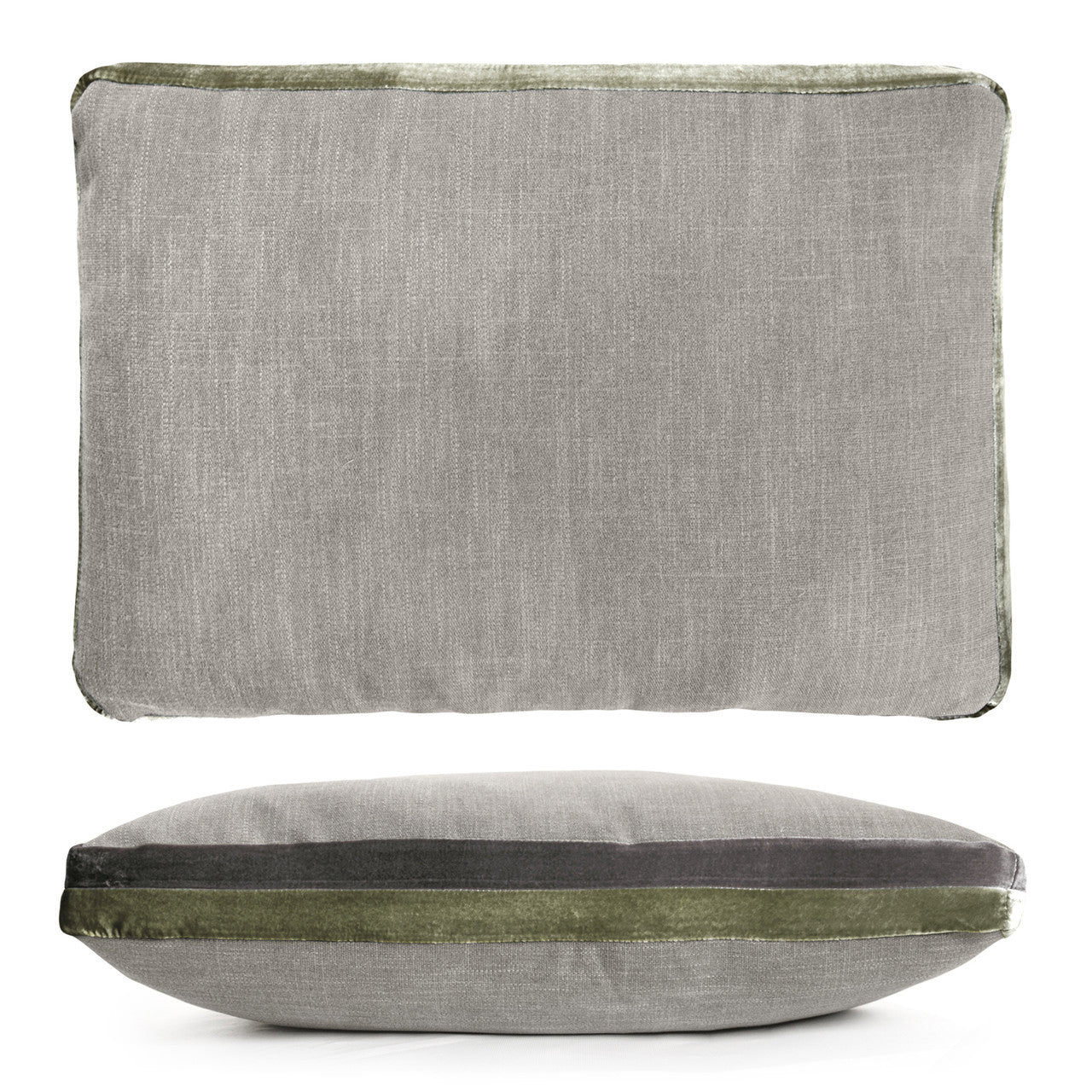 Oregano Double Tuxedo Pillow with Velvet Stripes