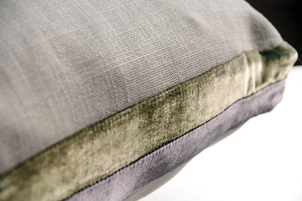 Oregano Double Tuxedo Pillow with Velvet Stripes