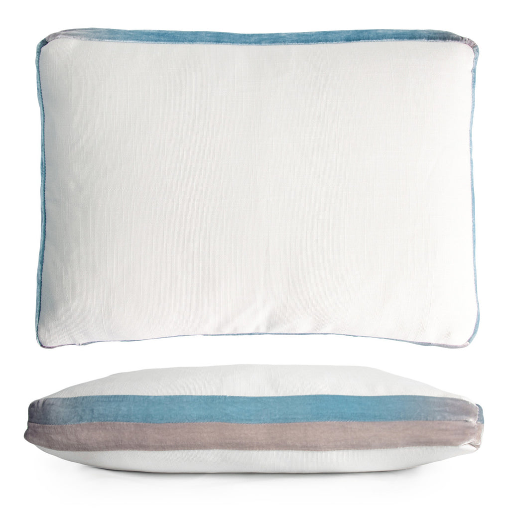 Robin's Egg Double Tuxedo Pillow with Velvet Stripes