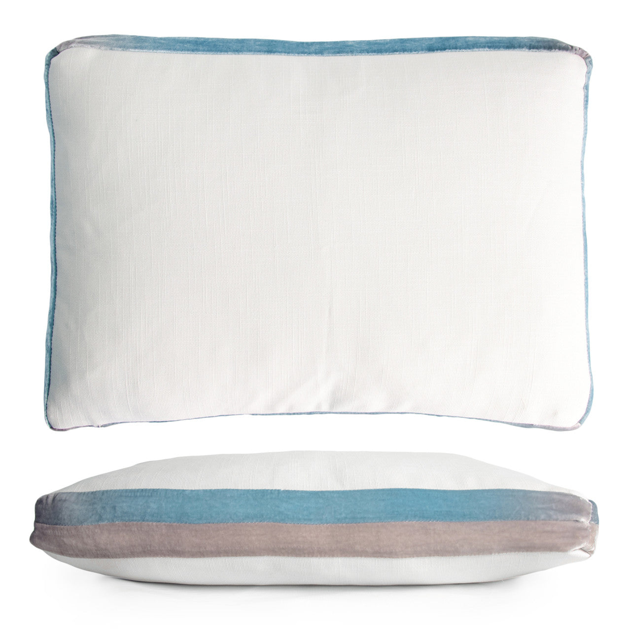 Robin's Egg Double Tuxedo Pillow with Velvet Stripes