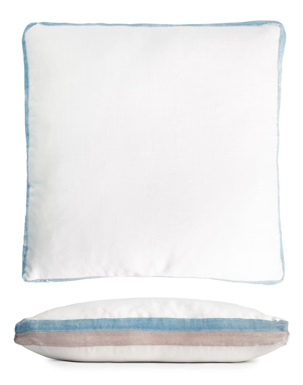 Robin's Egg Double Tuxedo Pillow with Velvet Stripes