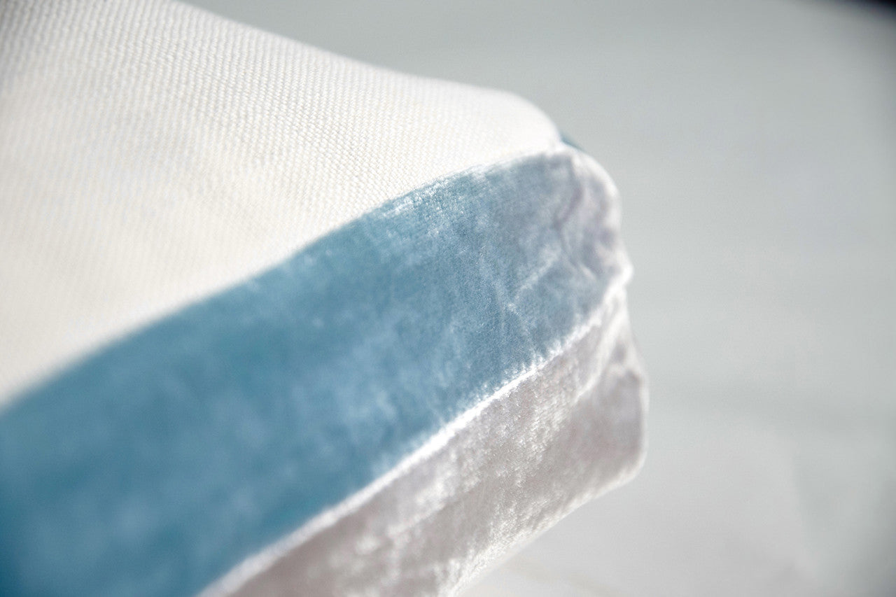 Robin's Egg Double Tuxedo Pillow with Velvet Stripes