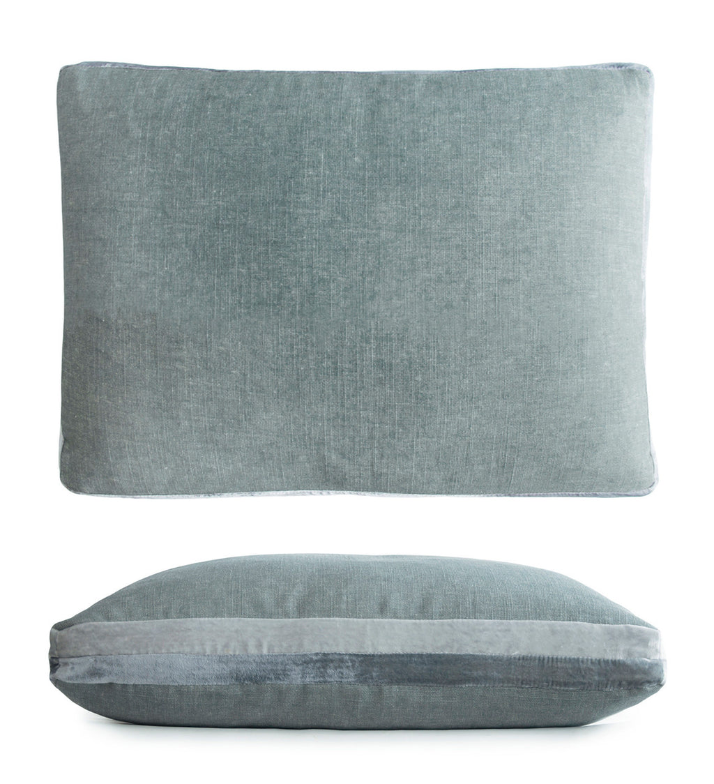 Sage Double Tuxedo Pillow with Velvet Stripes