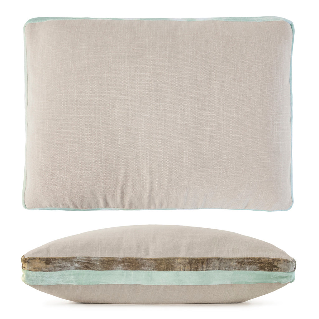 Seaweed Double Tuxedo Pillow with Velvet Stripes