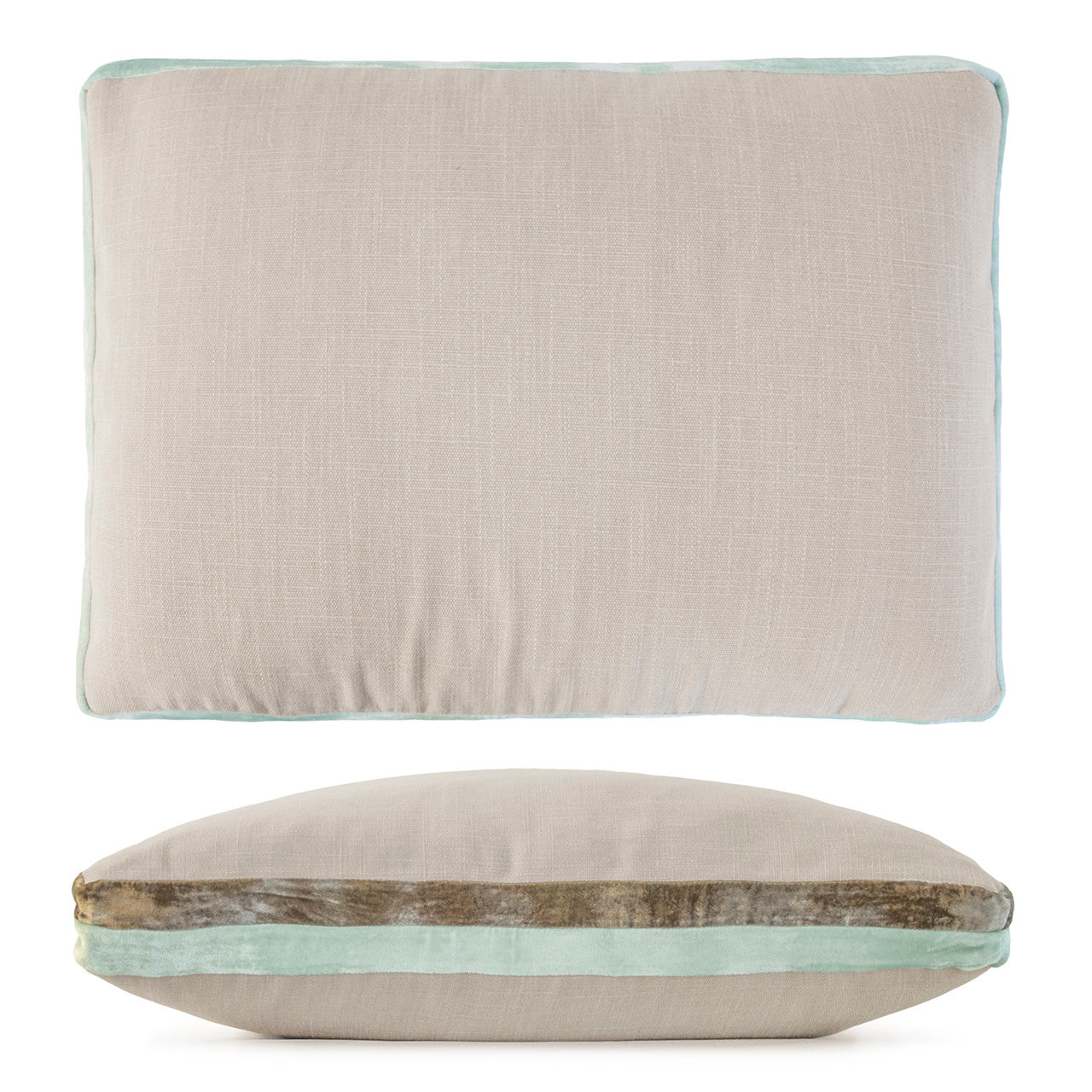 Seaweed Double Tuxedo Pillow with Velvet Stripes