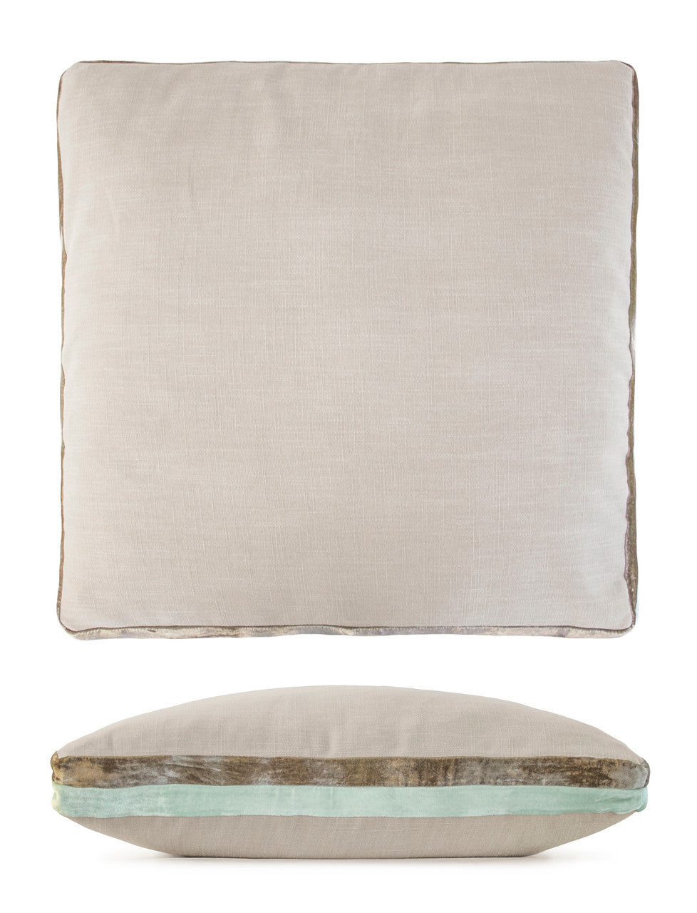 Seaweed Double Tuxedo Pillow with Velvet Stripes