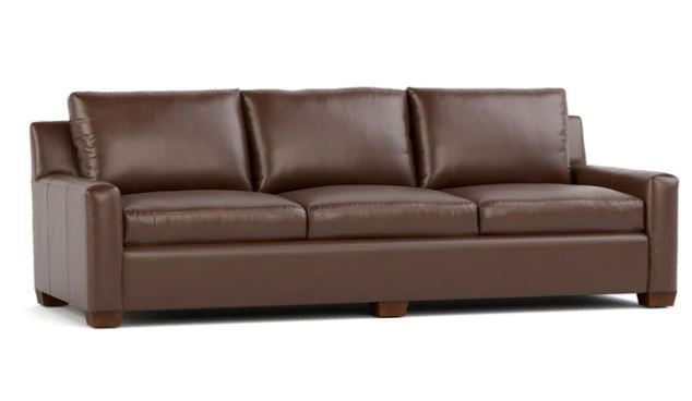 Brown leather sofa on a white background
