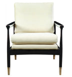 Chair with white cushioned seat and backrest on a white background