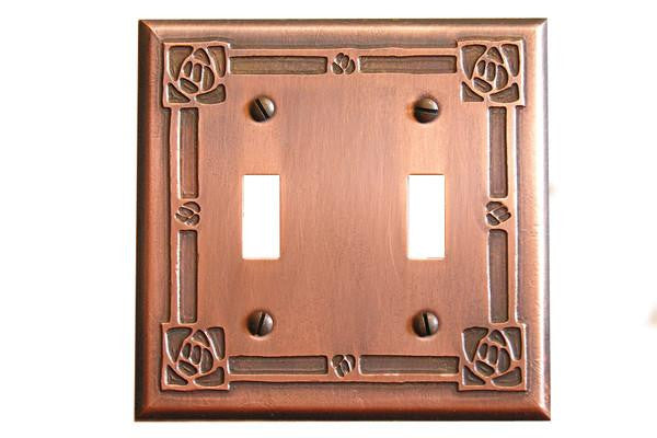 Bungalow Rose Double Toggle Copper Switchplate