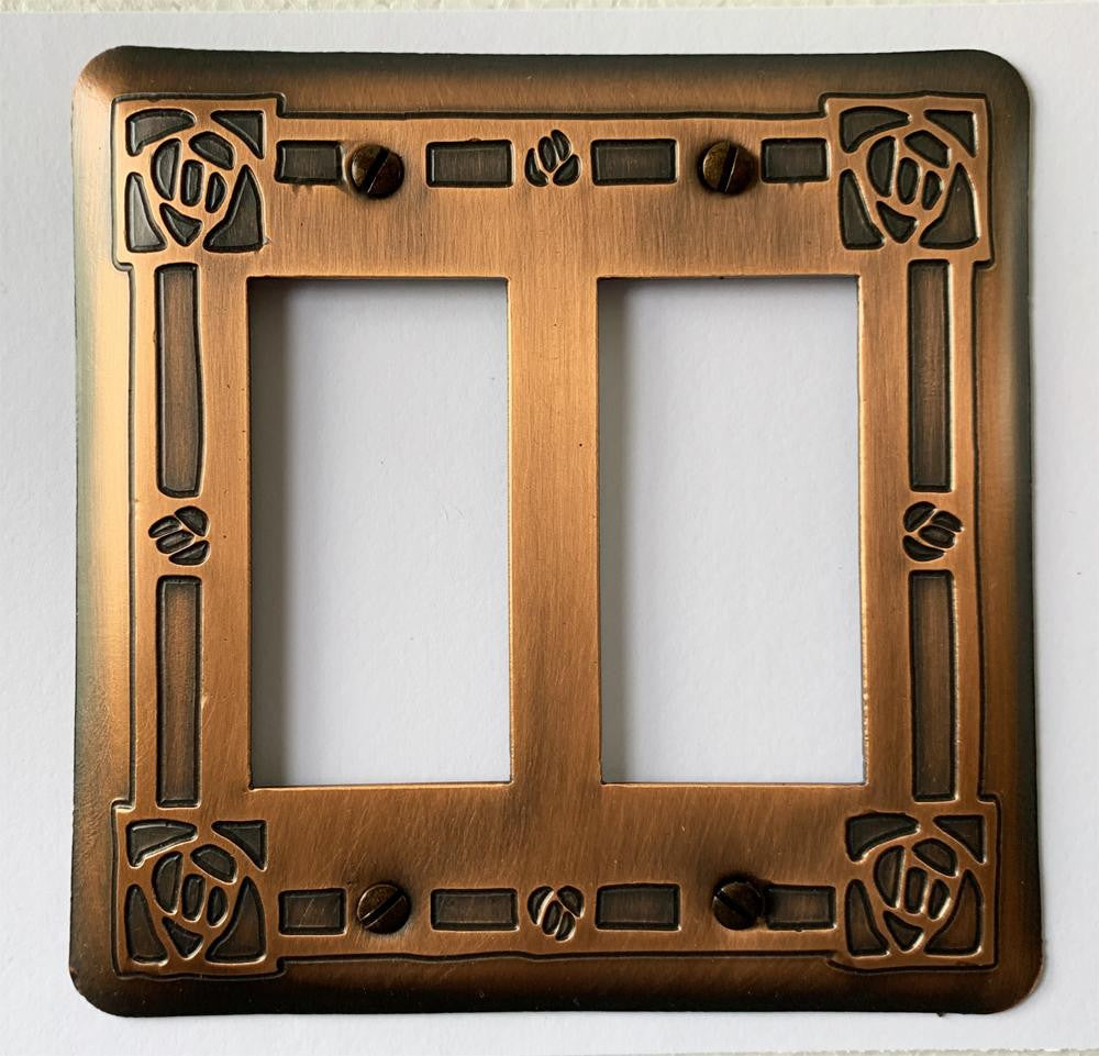 Bungalow Rose Double GFI Copper Switchplate Cover