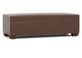 Brown leather storage bench on a white background