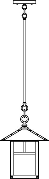 Line drawing of a hanging lantern with a long rod