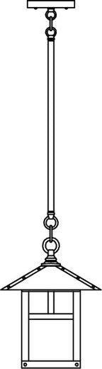 Line drawing of a hanging lantern with a long rod