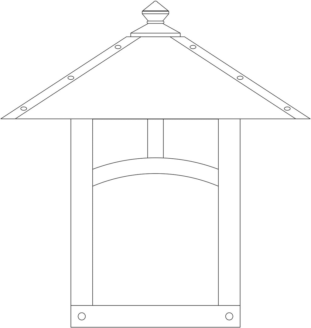 Line drawing of a decorative architectural element with a triangular roof