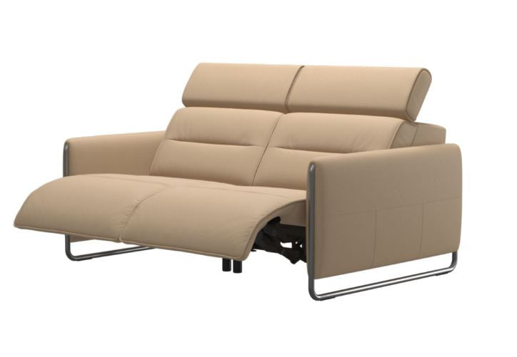 Stressless Emily  V2 Steel Arm Power Loveseat with Adjustable Headrest