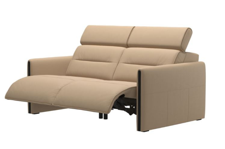 Stressless Emily V2 Wood Arm Power Loveseat with Adjustable Headrest