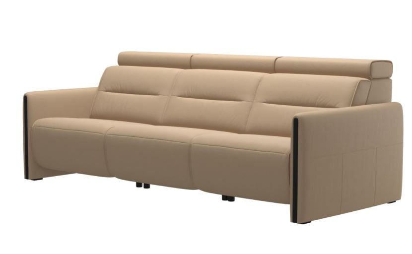Stressless Emily V2 Wood Arm Power Sofa with Adjustable Headrest