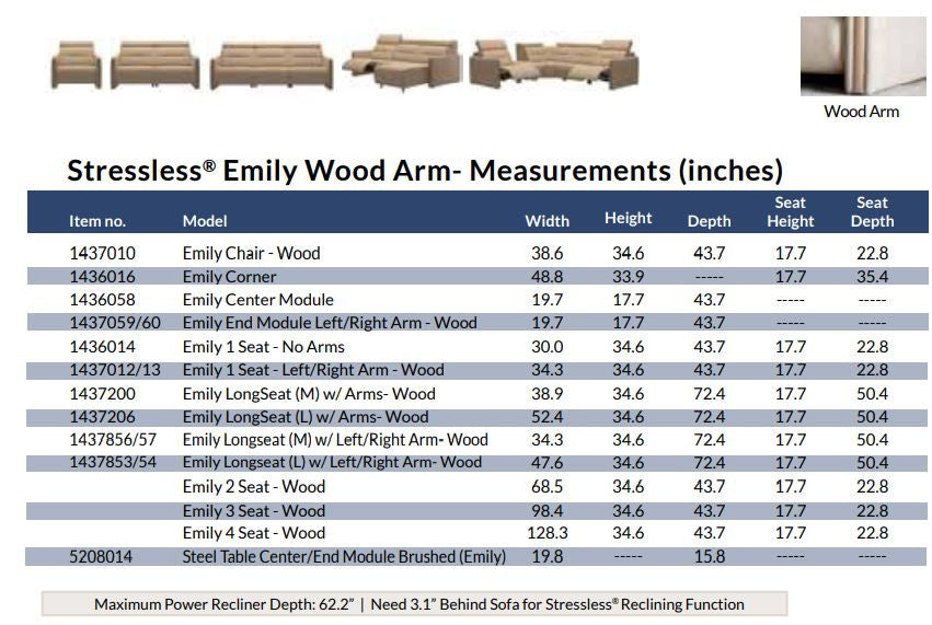 Stressless Emily V2 Wood Arm Power Loveseat with Adjustable Headrest