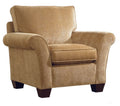 Brown upholstered armchair on a white background