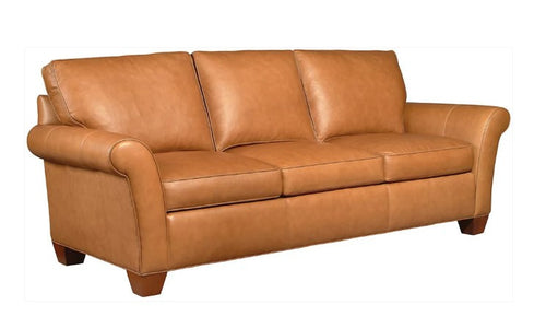 Brown leather sofa on a white background