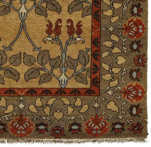 The Essex Hand Knotted Wood Rug | PC-55A, corner closeup shot