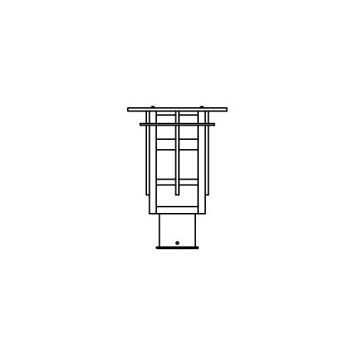 Line drawing of a post mount light fixture.