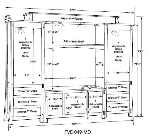 Modesto 6 piece Media Wall Unit FVE-049-MD-FV